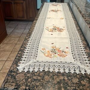 Embroidered Spring Easter Bunnies Table Runner